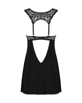 Сорочка бебі-дол з мереживом на грудях Obsessive Donna Dream babydoll M/L Black, стрінги SO8631 фото
