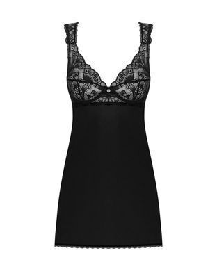 Сорочка бебі-дол з мереживом на грудях Obsessive Donna Dream babydoll M/L Black, стрінги SO8631 фото