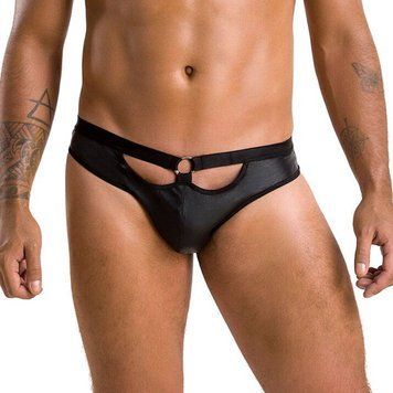 Чоловічі сліпи з вирізами Passion 041 SLIP JOE XXL/XXXL Black, екошкіра, відкриті сідниці SO7596 фото