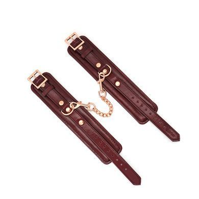 Шкіряні наручники Liebe Seele Wine Red Wrist Cuffs, знімний ланцюжок-кріплення SO9452 фото