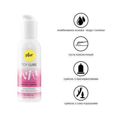 Крем-лубрикант pjur Toy Lube 100 мл, водно-силіконовий, тривале ковзання, підходить для секс-іграшок PJ13070 фото