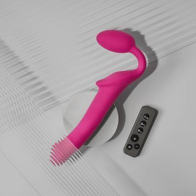 Безремінний страпон з вібрацією Strap-On-Me Vibrating Fuchsia XL, діам. 4,7см, пульт ДК, регульований SX2573 фото