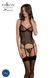 Корсет Passion LEAFA CORSET black S/M, м'які чашки, затискачі для панчіх, стрінги в комплекті SX0504 фото 1