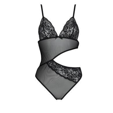 Боді з ажурним ліфом Passion CHRISTA BODY L/XL, black SO5753 фото